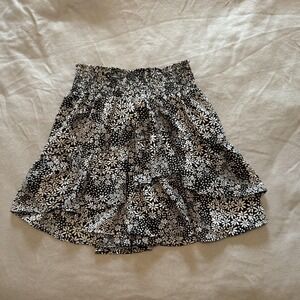 Streetwear Society Skirt Womens S Black Floral Skater Chiffon Lined Elastic